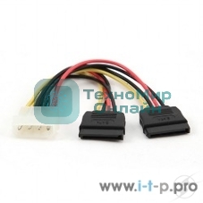 Кабель Cablexpert Кабель питания SATA CC-SATA-PSY-0.3M, 30 см, molex 4pin/2x sata15pin, на 2 устр., пакет