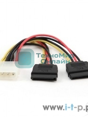 Кабель Cablexpert Кабель питания SATA CC-SATA-PSY-0.3M, 30 см, molex 4pin/2x sata15pin, на 2 устр., пакет