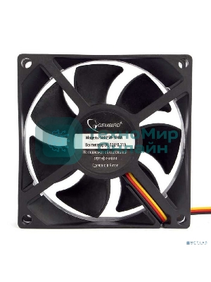 Вентилятор для корпуса Gembird 80x80x25, гидрод., тихий, 3 pin/4pin Molex, провод 30 см