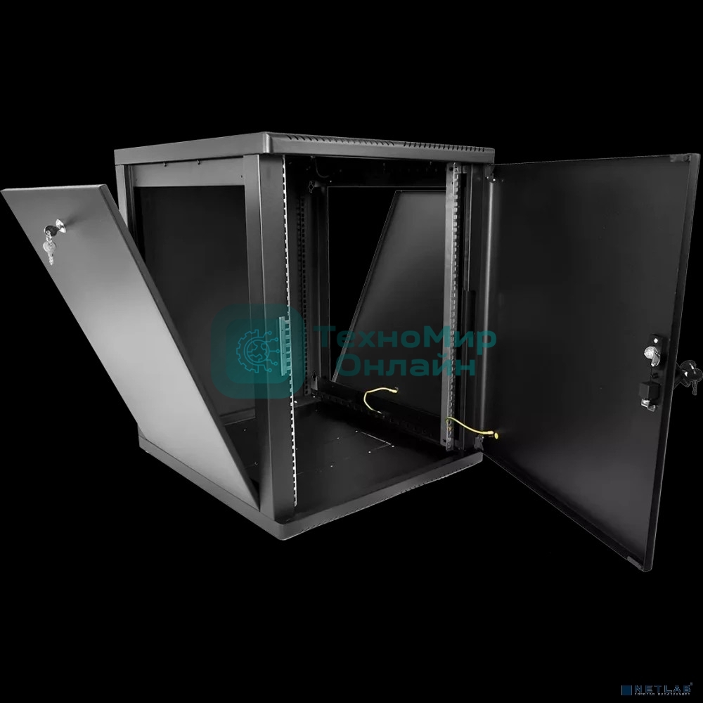 Шкаф телекоммуникационный ЦМО настенный разборный 15U (600 x 520) съемные стенки, дверь металл, черный (ШРН-М-15.500.1-9005)