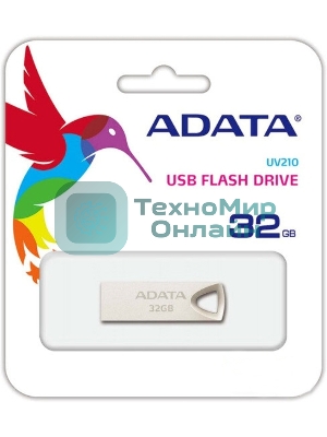 Флешка USB ADATA UV210 (AUV210-32G-RGD), 32Gb, USB 2.0, R/W 15/5, золотистый