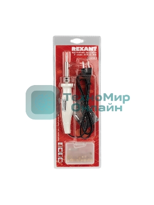 Выжигатель Rexant (набор паяльник-выжигатель), 22 насадки, подставка, 230 В, 20/50 Вт