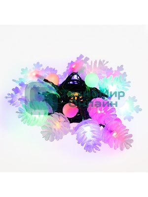 Гирлянда светодиодная Neon-night универсальная с насадками (шарики, снежинки, елочки) 30 LED МУЛЬТИКОЛОР, 4,4 метра с контроллером