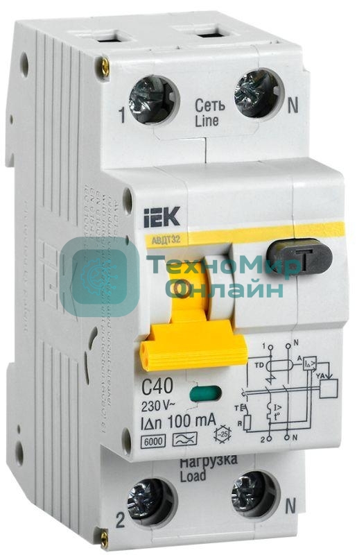 Выключатель автоматический дифференциального тока IEK MAD22-5-040-C-100 АВДТ 32 C40 100мА