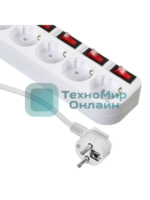 Сетевой фильтр Buro 500SH-1.8-SW-W 1.8 м, 5 розеток, белый, коробка