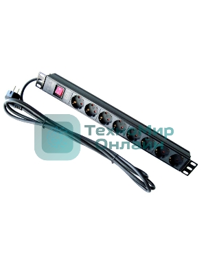 Аксессуар ЦМО Блок розеток Rem-16 с выкл., 8 Schuko, 16A, алюм., 19