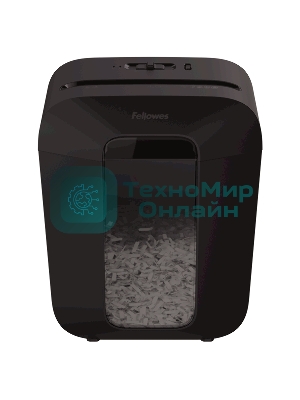 Шредер Fellowes PowerShred LX50 черный (секр.P-4)/перекрестный/9лист./17лтр./скрепки/скобы/пл.карты