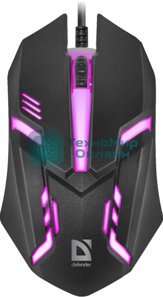 Мышь проводная Defender Cyber MB-560L черный, 1200 dpi, USB, кнопки - 3
