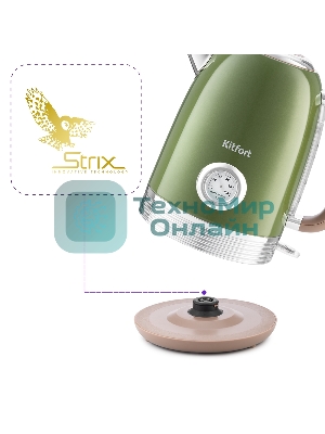 Чайник электрический Kitfort KT-6110 1.7л. 2200Вт зеленый (корпус: нержавеющая сталь)