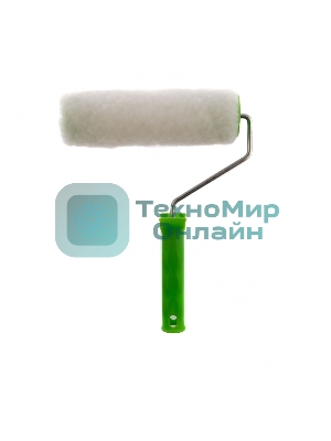 Валик с натуральным мехом Сибртех, с ручкой, 200 мм, ворс 12 мм, D 48 мм, D ручки 6 мм