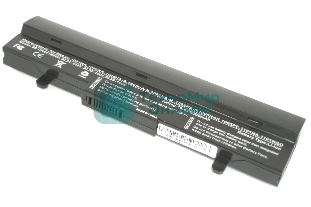 Аккумуляторная батарея для ноутбука Asus Eee PC 1001 1005 5200mAh OEM черный
