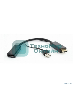 Конвертер HDMI->DisplayPort, Cablexpert DSC-HDMI-DP, HD19M+USBxHD20F, черный