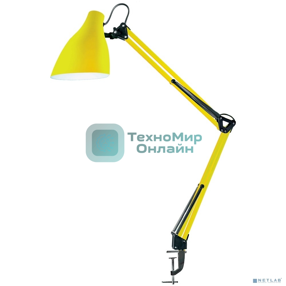 Светильник настольный Camelion KD-335 C07 желтый с метал. струбциной, 230V, 40W, E27