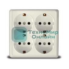 Розетка 4-м ОП Олимп с заземл. квадрат беж. UNIVersal 1171