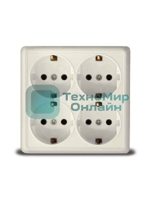 Розетка 4-м ОП Олимп с заземл. квадрат беж. UNIVersal 1171
