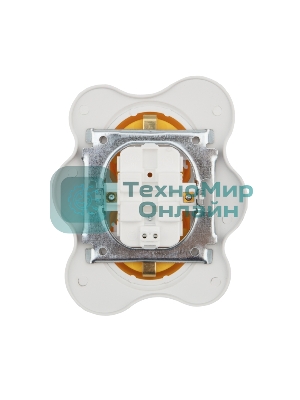 Розетка двойная Kranz HAPPY Яичница скрытой установки, с заземлением и защитными шторками, желтая/белая