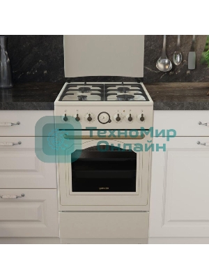 Плита комбинированная Gorenje GKS5B70CLI бежевый, конфорок 4 газовых, духовка 70 л, 50 см x 85 см x 59.4 см