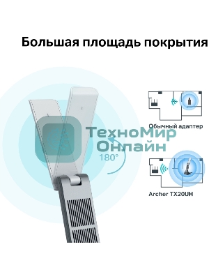 Двухдиапазонный USB-адаптер высокого усиления TP-Link Archer TX20UH с поддержкой Wi-Fi AX1800