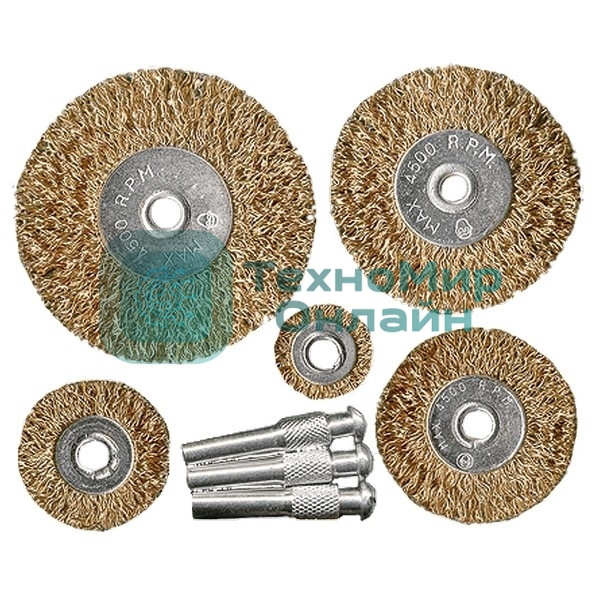 Набор щеток Matrix для дрели, 5 шт., 5 плоских 25-38-50-63-75 мм, со шпильками, металлические