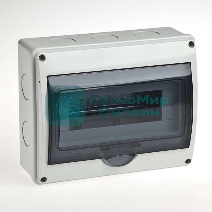 Бокс ОП Тусо 10мод. (4в) IP65 сер./дым. двер. Рувинил 69011