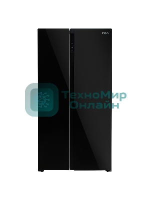 Холодильник Hyundai CS5003F черное стекло двухкамерный 331/165л морозилка сбоку, No Frost, Side by Side