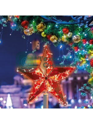 Светодиодная фигура Neon-night Звезда 100 см, 200 светодиодов, с трубой и подвесом, цвет свечения красный