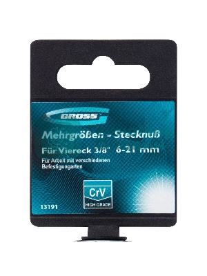 Головка торцевая Gross 13191 многоразмерная CrV 6-21 мм под квадрат 3/8