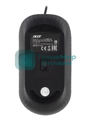 Мышь проводная Acer OMW122 черный, 1200 dpi, USB, кнопки - 3