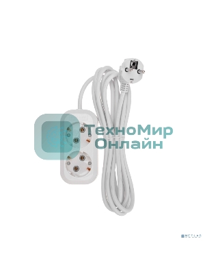 Удлинитель PROconnect 2 гнезда, 3 м, 3х0,75 мм², с/з, белый