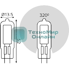 Лампа светодиодная Gauss G4 3.5Вт цок.:G4 капсул. 220B св.свеч.бел.теп. (упак.:10шт) (107807103)