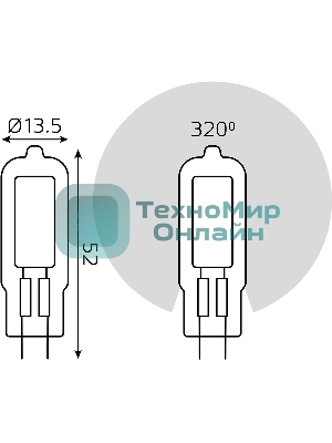 Лампа светодиодная Gauss G4 3.5Вт цок.:G4 капсул. 220B св.свеч.бел.теп. (упак.:10шт) (107807103)