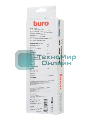 Сетевой фильтр Buro 500SH-1.8-SW-B 1.8 м, 5 розеток, черный, коробка