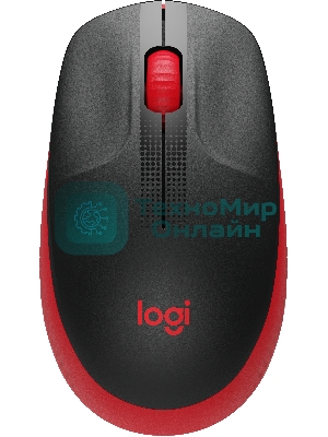 Мышь беспроводная Logitech M190 черный/красный, 1000 dpi, радиоканал, USB, кнопки - 3