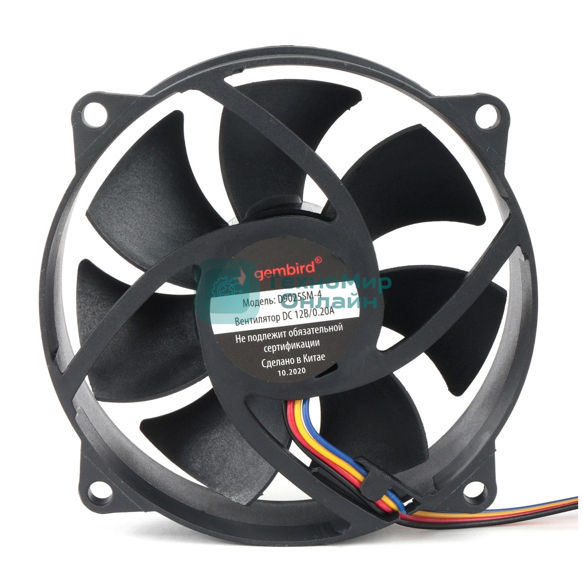 Вентилятор для корпуса Gembird черный, 90 мм, 2500 об/мин, 30.86 дБ, 4 pin