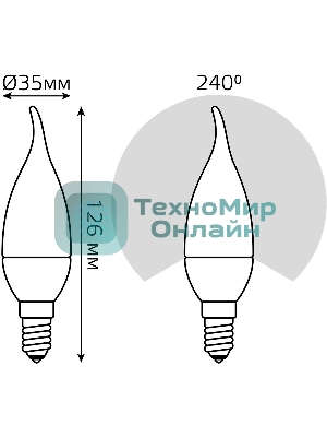 Лампа светодиодная Gauss 104101307 6.5Вт цок.: E14 свеча 220B 6500K св. свеч. бел. хол. (упак.: 10 шт)
