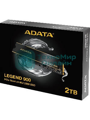 Накопитель SSD ADATA LEGEND 900, 2000Gb, PCIe 4.0 x4, 2280, NVMe, R/W 7000/5400, с радиатором