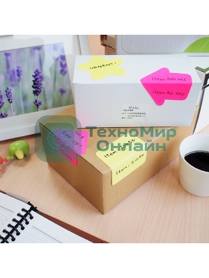 Блок самоклеящийся бумажный Stick`n 21543 70x70 мм, 50 листов, 70 г/м2, неон, зеленый вырубной клей по периметру 