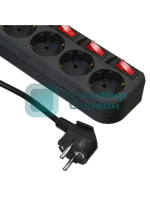 Сетевой фильтр Buro 500SH-1.8-SW-B 1.8 м, 5 розеток, черный, коробка