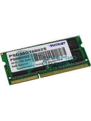 Оперативная память Patriot, DDR3, 8GB (1x8 GB), 1600 MHz, CL11, SO-DIMM