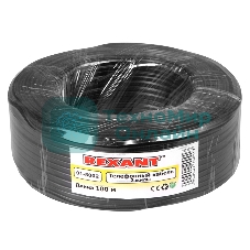 Телефонный кабель Rexant ШТЛП 2 жилы Cu, черный, 100 м