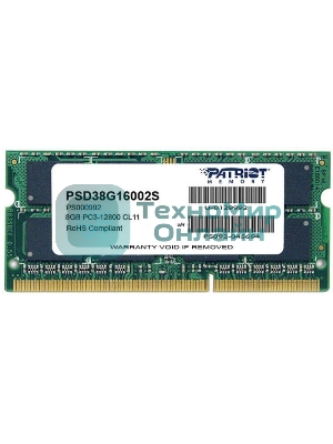 Оперативная память Patriot, DDR3, 8GB (1x8 GB), 1600 MHz, CL11, SO-DIMM