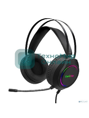 Гарнитура Exegate Cosmos HS-702GL чёрный, проводная, USB, виртуальный звук 7.1, подсветка