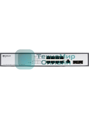 Коммутатор Managed L2 Switch 8x1000Base-T PoE, 2x1000Base-X SFP, PoE Budget 135W, RJ45 Console, 19