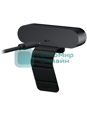 Веб-камера Logitech Brio 4K HDR 3840x2160, 30 кадр/с, USB Type-A, микрофон (2 шт, шумоподавление), автоматическая фокусировка, автоосвещение, HDR, шторка приватности, универсальное крепление
