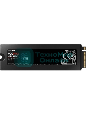 Накопитель SSD Samsung 990 PRO, 1000Gb, PCIe 4.0 x4, M.2 2280, NVMe, R/W 7450/6900, с радиатором