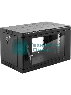 Шкаф коммутационный ЦМО (ШРН-9.350-9005) настенный 9U 600x350 мм пер. дв. стекл 200 кг черный 300 мм 180 град.