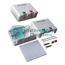 Коробка настенная Lanmaster SA на 2 модуля keystone с защитными шторками LAN-SA2/S-WH