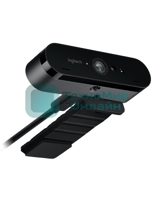 Веб-камера Logitech Brio 4K HDR 3840x2160, 30 кадр/с, USB Type-A, микрофон (2 шт, шумоподавление), автоматическая фокусировка, автоосвещение, HDR, шторка приватности, универсальное крепление