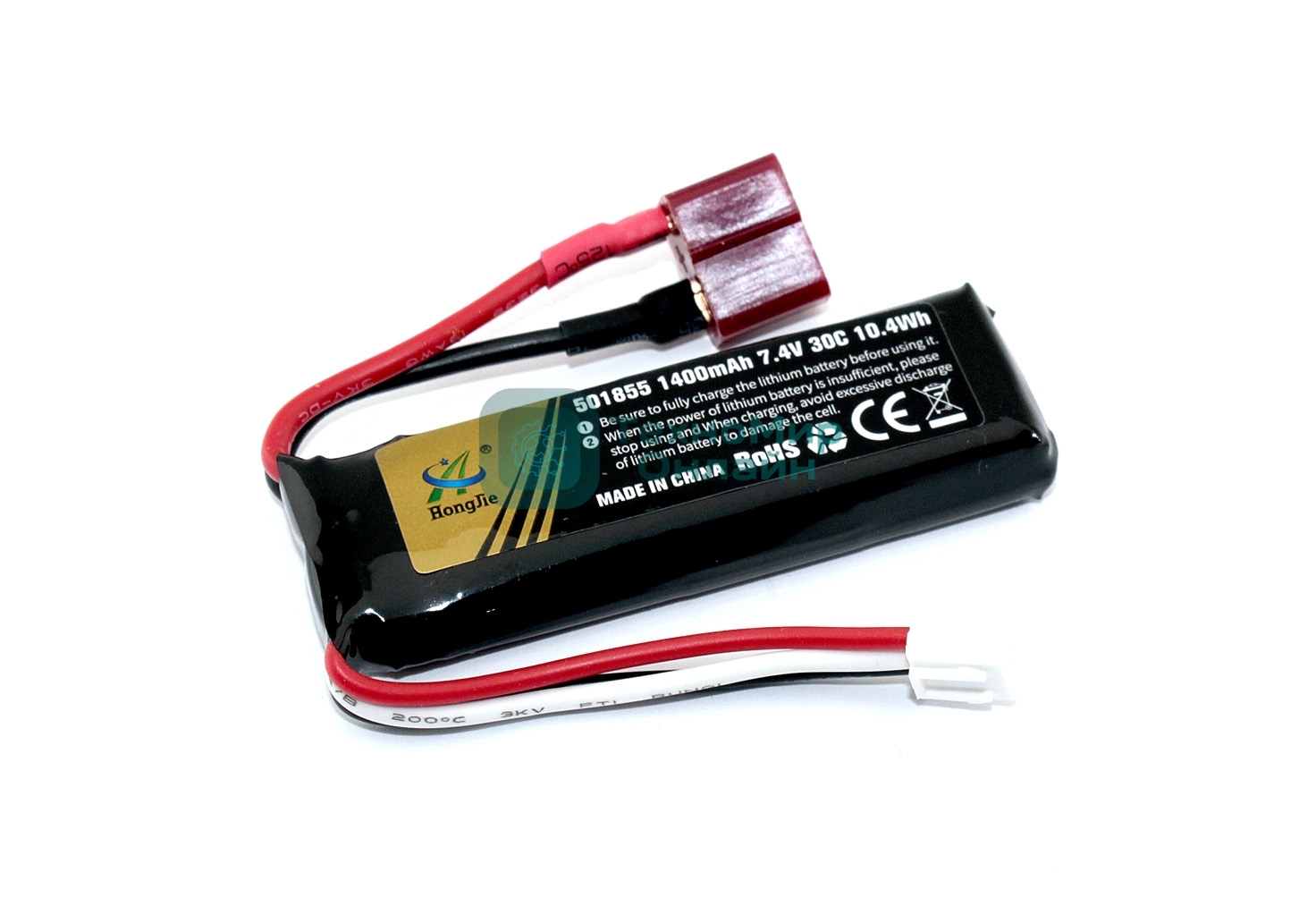 Портативный аккумулятор Li-Pol 7.4v 501855 1400mAh разъем T-plug