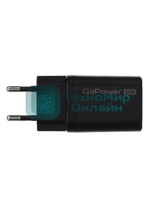 Сетевое зарядное устройство GOPOWER 1USB+1TYPE-C 35W QC3.0 00-00028403 черный